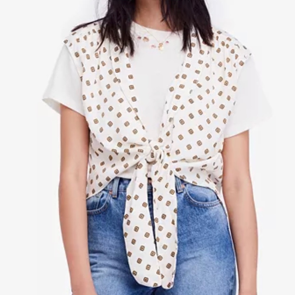 Free People White Top Boho Size L